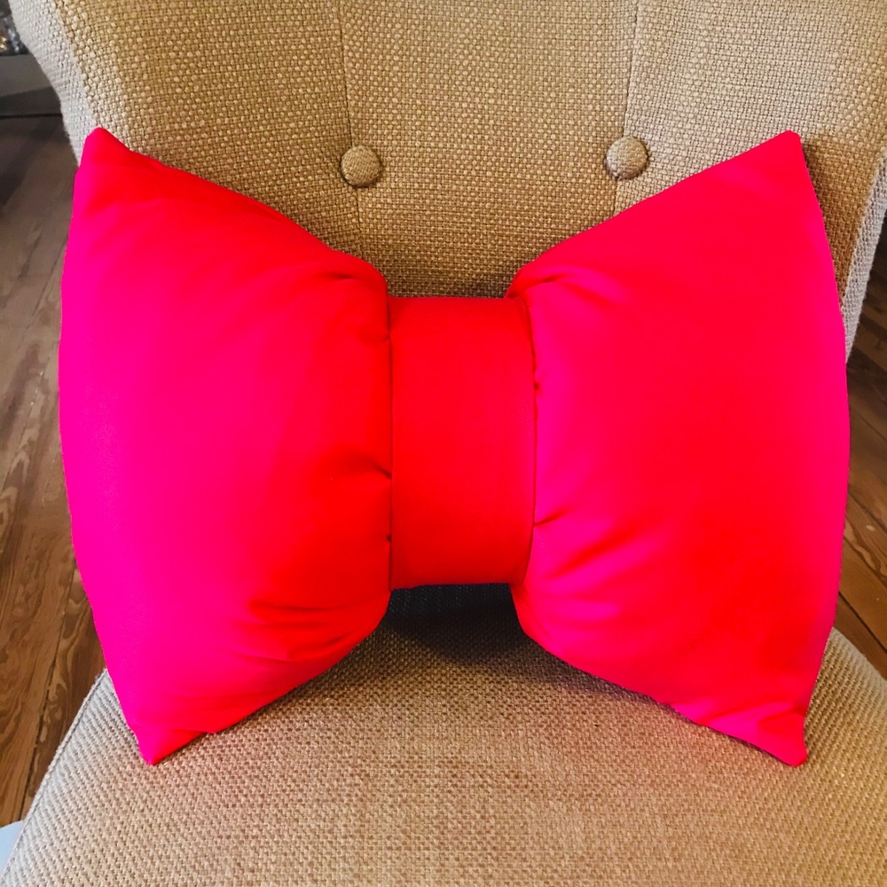 Fuscia Bow Throw Pillow - Picture 1 of 1
